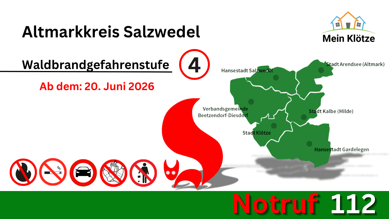 Waldbrandgefahrenstufe im Altmarkkreis Salzwedel steigt auf 4