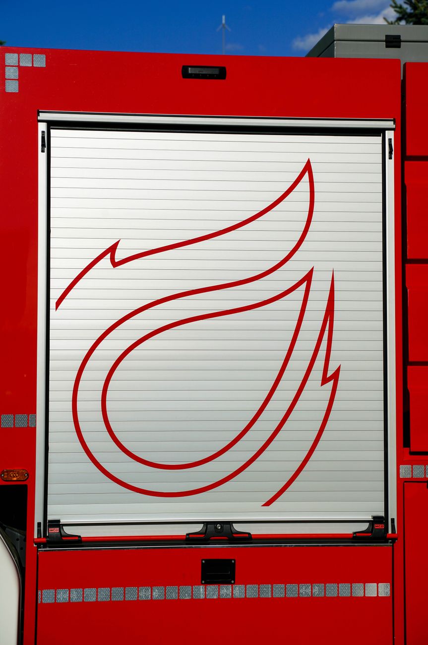 fire truck with fire symbol