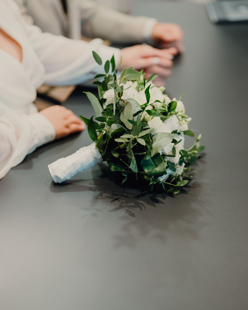 elegant wedding ceremony with bridal bouquet