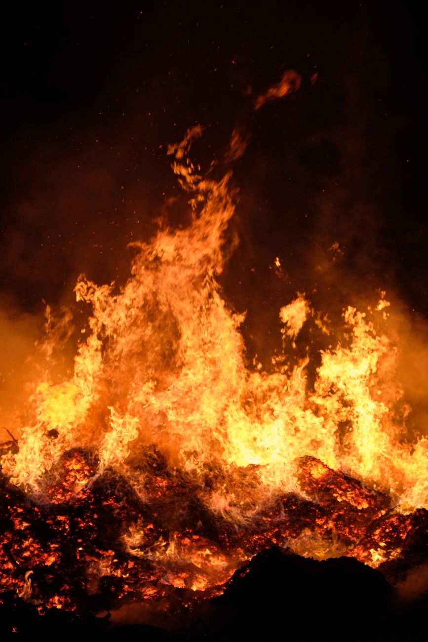 photo of flames during night time