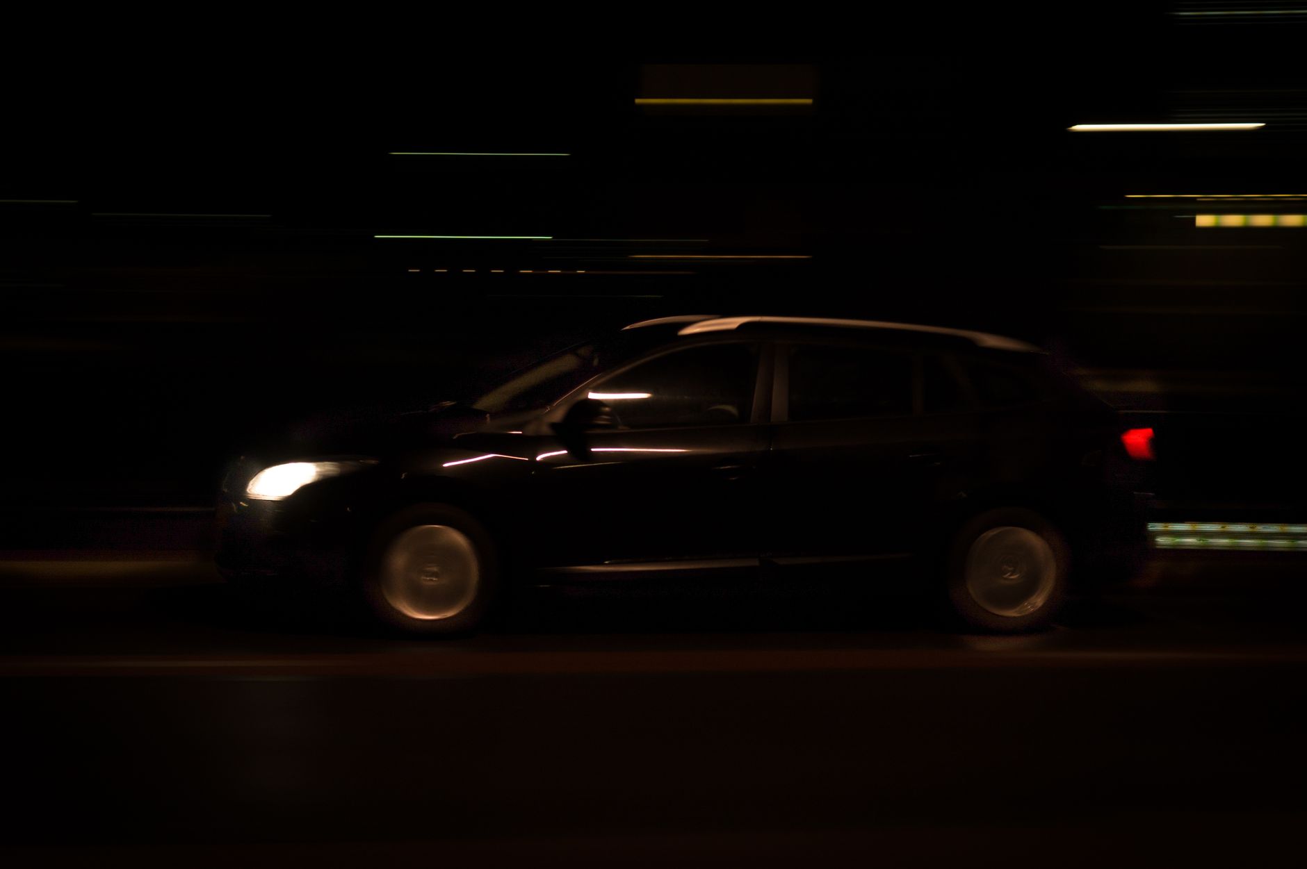 car lights driving movement
