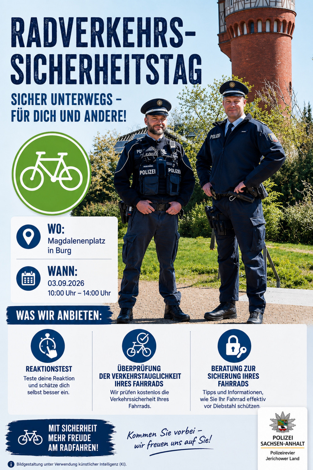 Fahrradsicherheit Burg: Gratis Check auf Magdalenenplatz