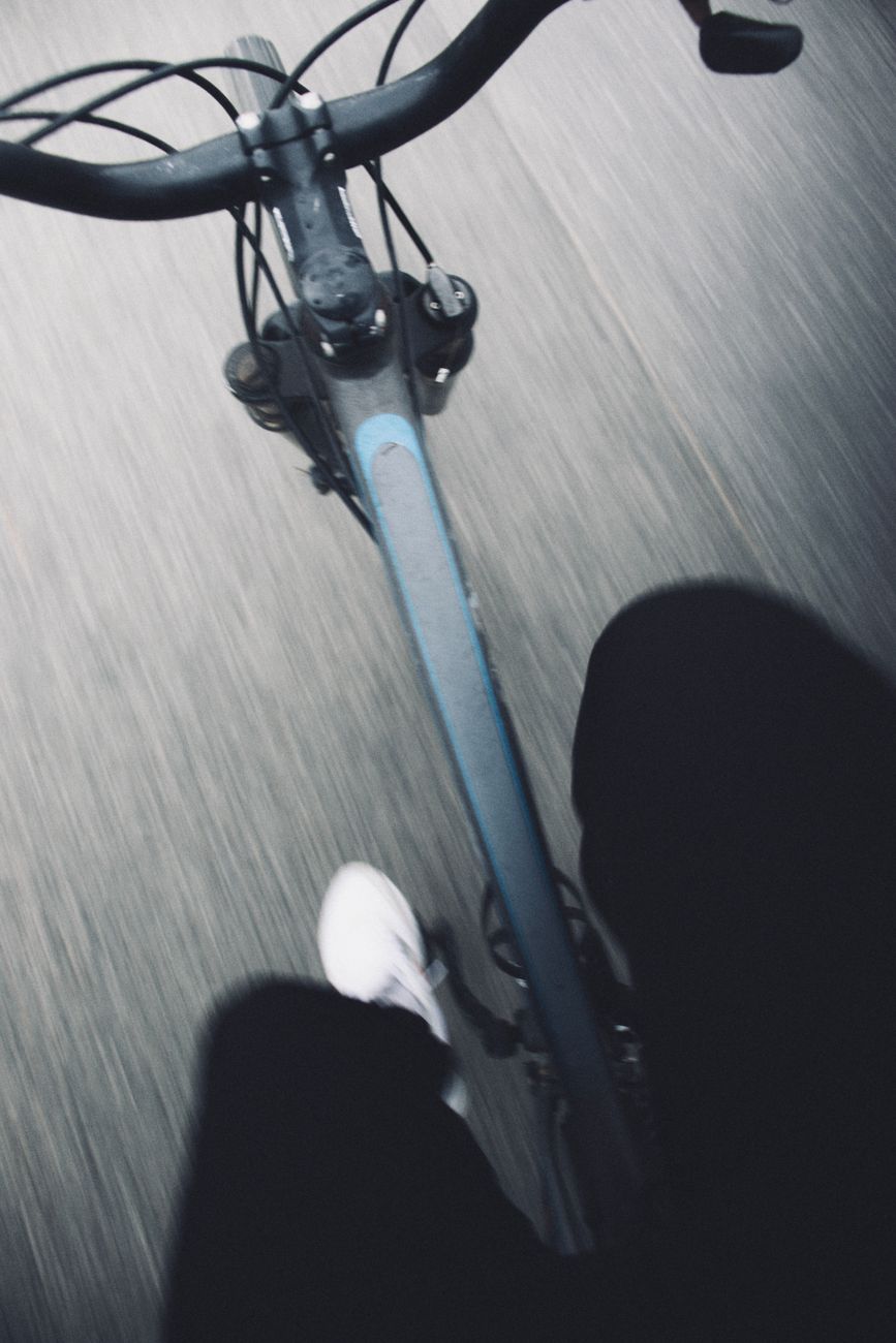 pov cycling action in motion blur