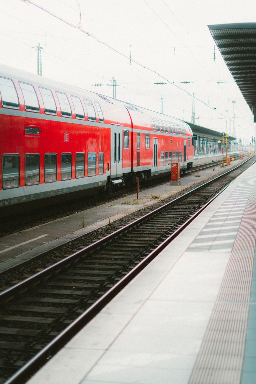 red train at strasbourg station
