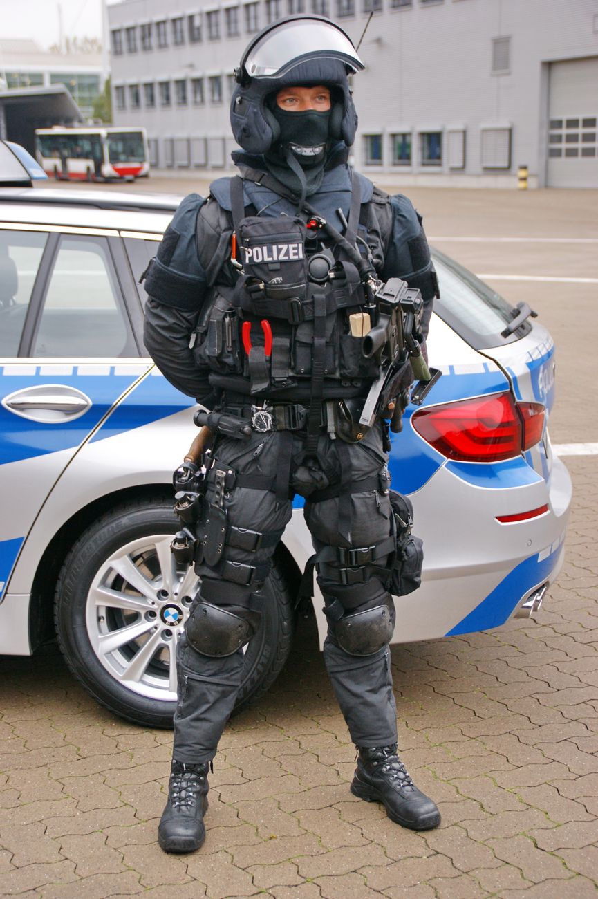 german police officer in armor
