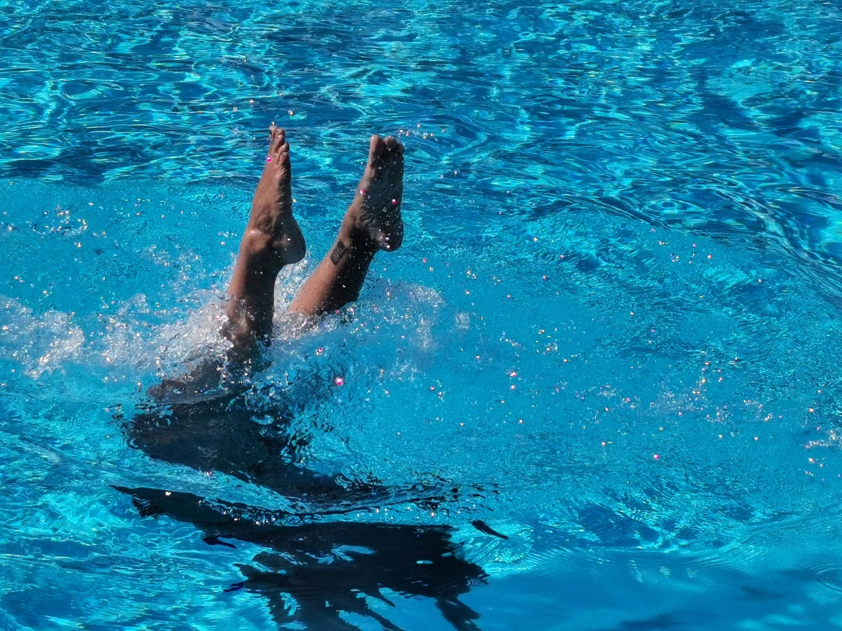 woman diving in water